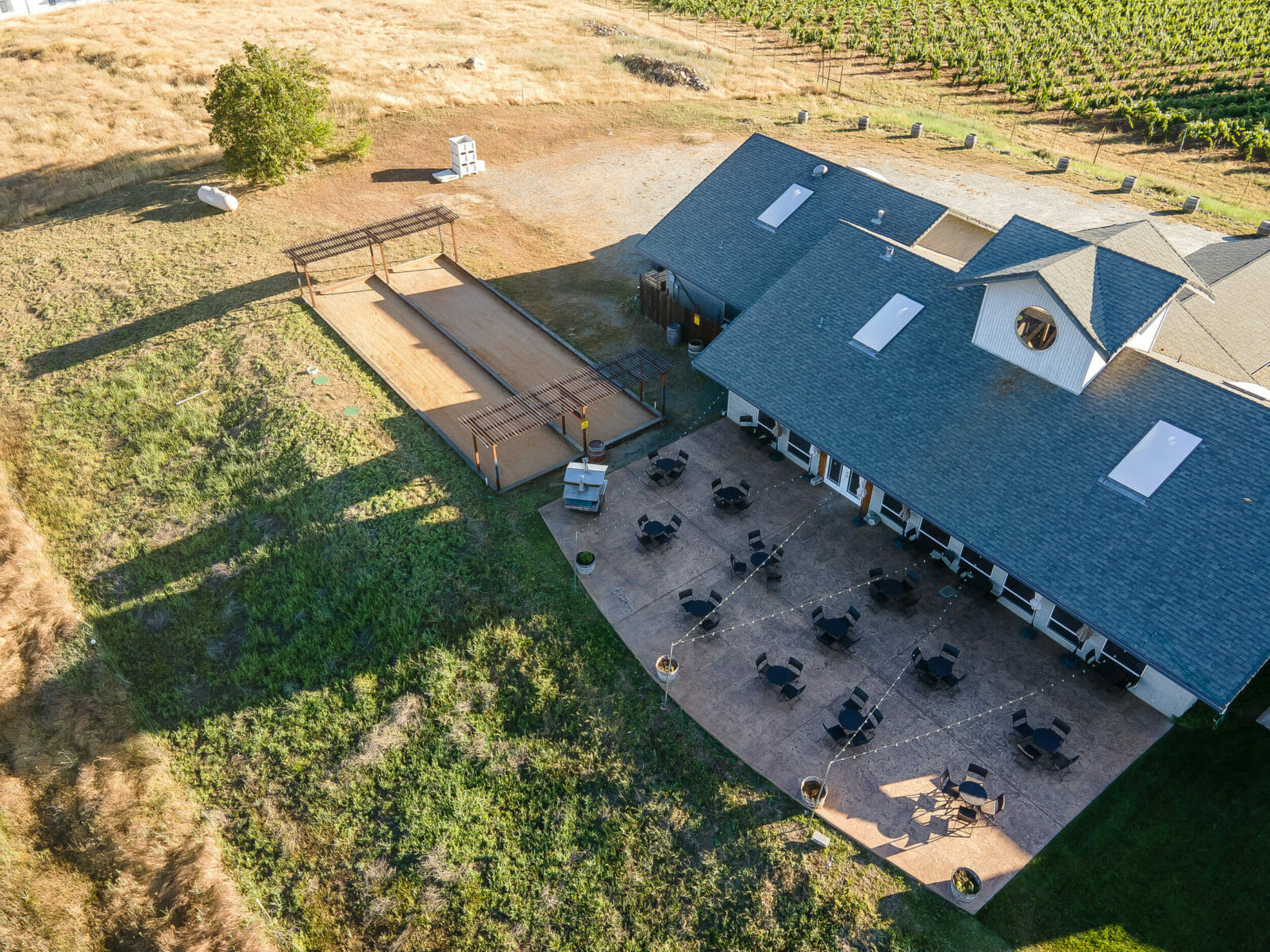 drone view of back patio